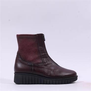 Pepe Saenz Sara Front Zip Wedge Boot - Burgundy Leather